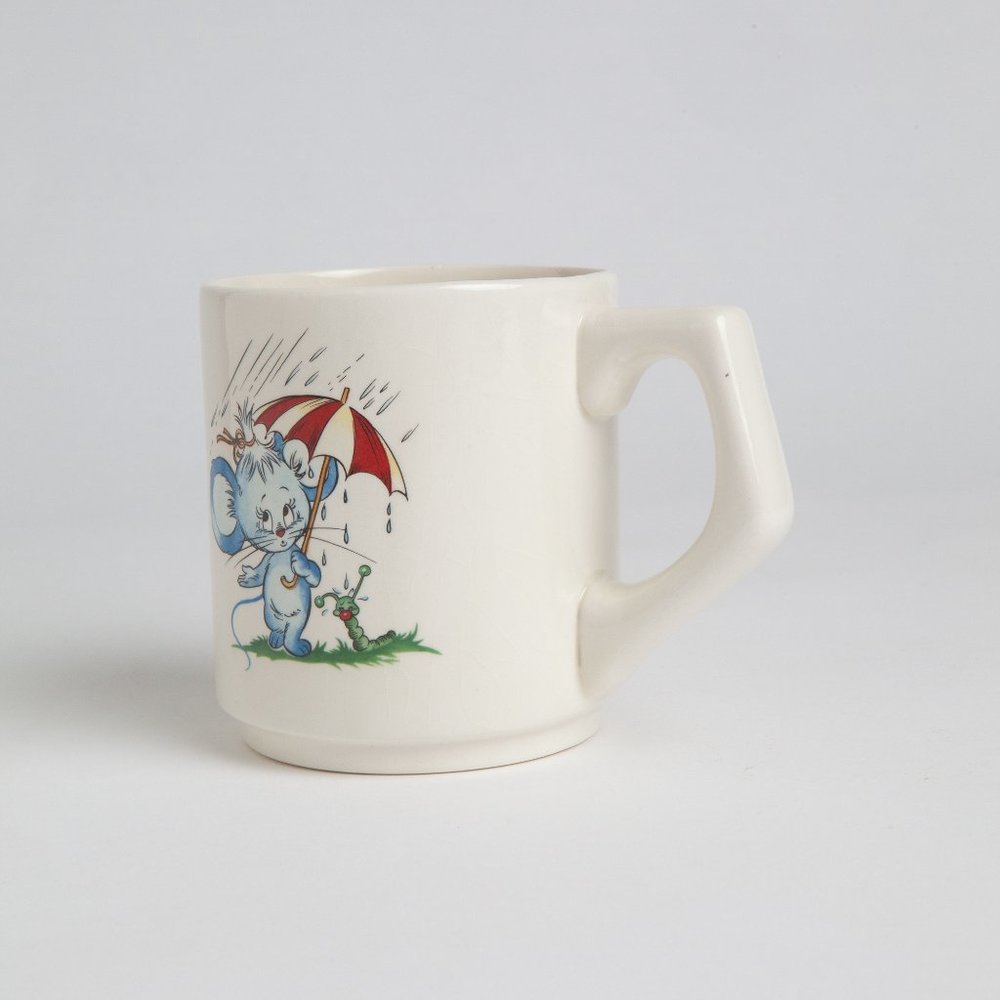 Vintage Mouse With Umbrella Ceramic Mug Coffee Cup Cute Cartoon Mouse - Picture 2 of 16